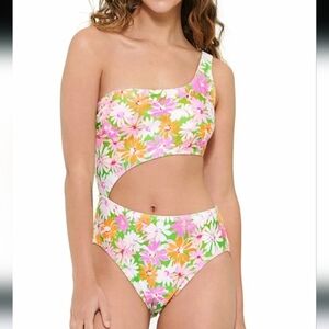 NWT Juniors' Ninety-Nine Degrees One-Shoulder One-Piece Swimsuit Size XXL